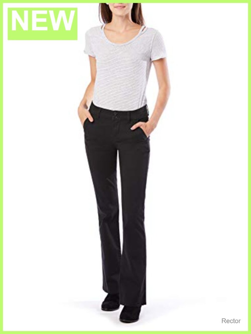 Juniors Bootcut Uniform Work Pants Stretch Mid Rise Slash Pocket